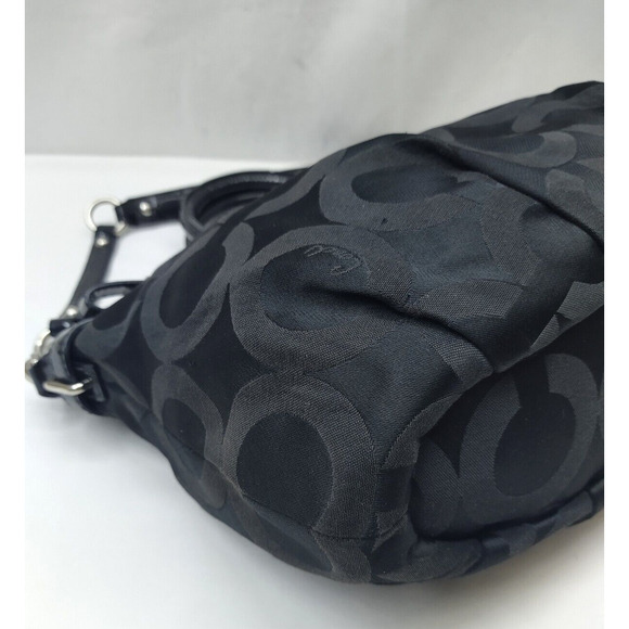 Coach Madison Signature Black Canvas Leather Zip Top Handle Satchel - Picture 16 of 16